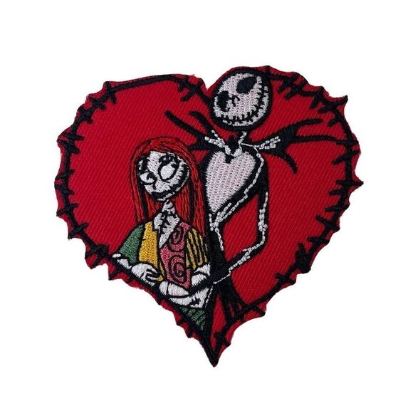 Jack Sally Love Heart Nightmare Before Christmas Embroidered Patch - Picture 1 of 4